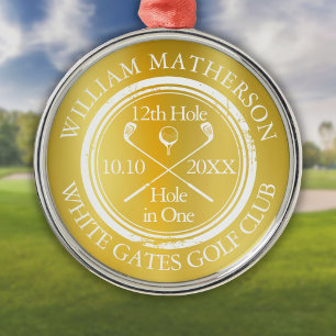 Gold Hole in One Classic Personalisiertes Golf Ornament Aus Metall