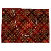 Gold Holiday Christmas Metallic Damask Elegante  Große Geschenktüte (Rückseite)