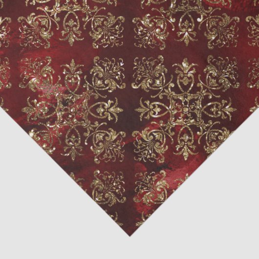 Gold Holiday Christmas Metallic Damask Elegante Seidenpapier (Detail)