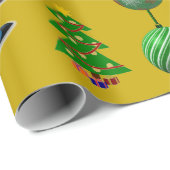 Gold Holiday Fun Deer Snowman Wrapping Paper Geschenkpapier (Rolleneckpunkt)