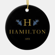 Gold Holiday Monogram New Foto Ornament