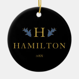 Gold Holiday Monogram New Foto Ornament