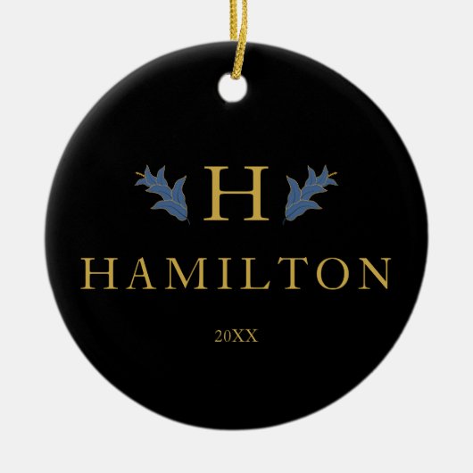 Gold Holiday Monogram New Foto Ornament (Vorne)