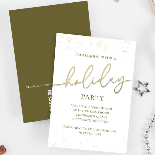 Gold Holiday Party Calligraphy Custom Einladung