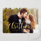 Gold Holiday Pines Foto Gruß Folieneinladung (Vorderseite)