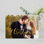 Gold Holiday Pines Foto Gruß Folieneinladung (Stehend vorne)