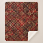 Gold Holiday Red Christmas Metallic Damask Elegant Sherpadecke (Vorderseite)