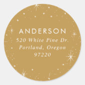 Gold Holiday Rücksendeadresse Runder Aufkleber (Vorderseite)