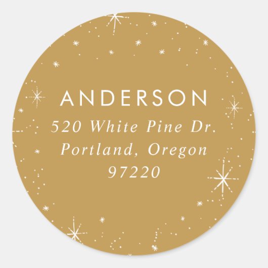 Gold Holiday Rücksendeadresse Runder Aufkleber (Vorderseite)