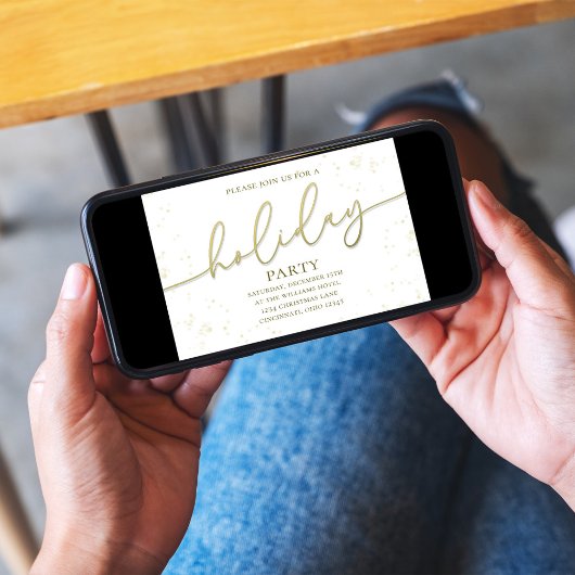 Gold Holiday Script Custom Party Einladung
