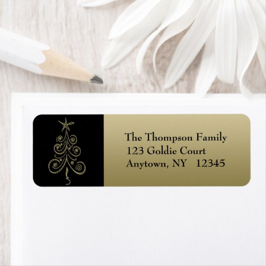 Gold Holiday Tree Address Label (Insitu)
