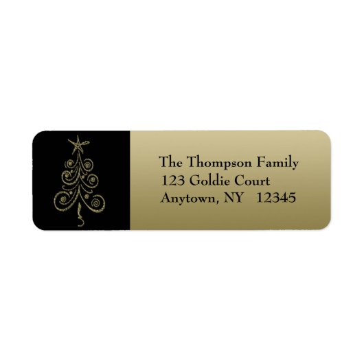 Gold Holiday Tree Address Label (Vorne)