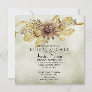 Gold Holiday Winter Ribbon Brautparty Einladung