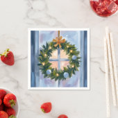 Gold Holiday Wreath Watercolor Holiday Painting Serviette (Beispiel)