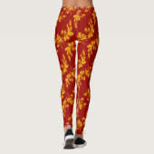 Gold Holly Blätter und Red Berries auf Green Holid Leggings (Rückseite)