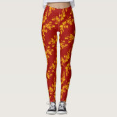 Gold Holly Blätter und Red Berries auf Green Holid Leggings (Vorderseite)