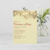 Gold Holly Blühte Weihnachts-Party Einladung (Stehend Vorderseite)