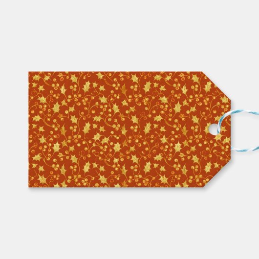 Gold Holly Geschenkanhänger (Vorderseite (Horizontal))
