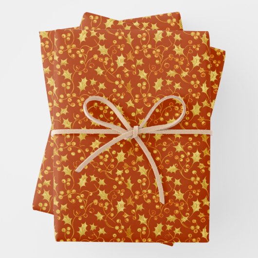 Gold Holly Geschenkpapier Set (Beispiel)