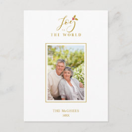 Gold Holly Minimalistisch Chic Weihnachtsfamilie Postkarte