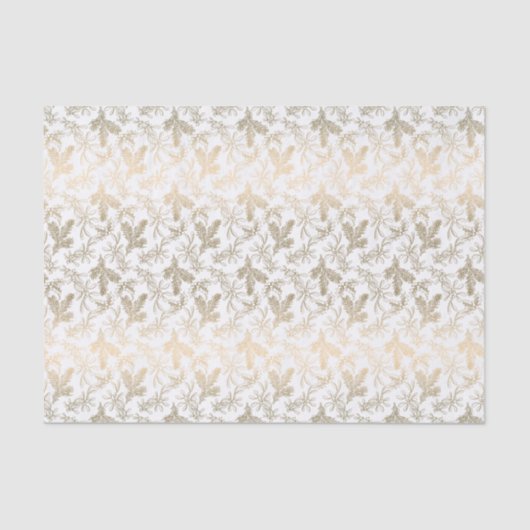 Gold Holly, Mistletoe und Pine Branches graviert Seidenpapier (Vorderseite)