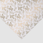 Gold Holly, Mistletoe und Pine Branches graviert Seidenpapier (Ausschnitt)