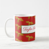 Gold Holly on Red Customizable Kaffeetasse (Links)