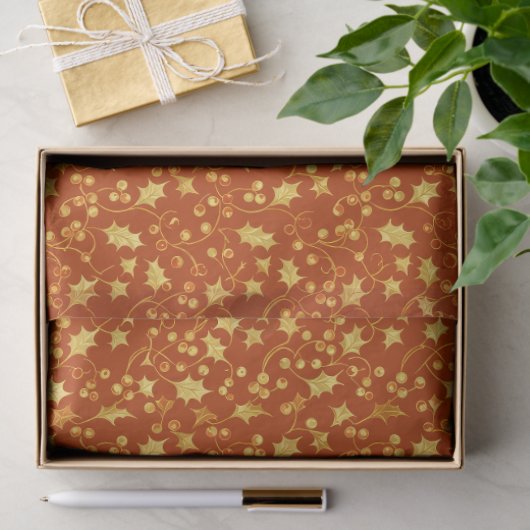 Gold Holly Seidenpapier (Geschenk)
