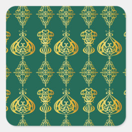 Gold Holly Stars Holiday Glitzer Quadratischer Aufkleber