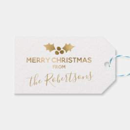 Gold Holly White frohe Weihnachten aus dem Namen Geschenkanhänger