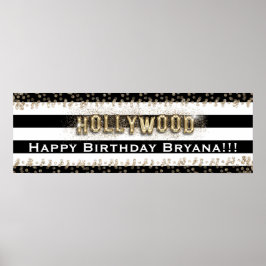 Gold Hollywood Black & White Streifen Custom Banne Poster