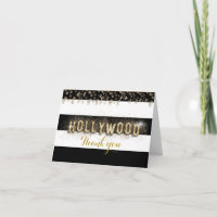 Gold Hollywood Black & White Stripes Faltkarte