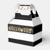 Gold Hollywood Black & White Stripes Gefälligkeits Geschenkschachtel (Rückseite)