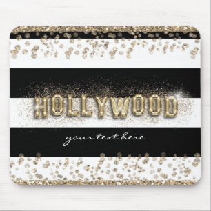 Gold Hollywood Black & White Stripes Mouse Pad Mousepad
