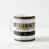 Gold Hollywood Black & White Stripes Tasse (Vorderseite Links)