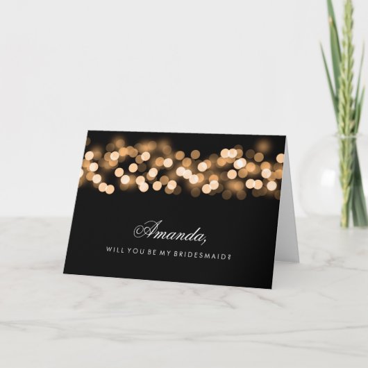 Gold Hollywood Glam Be My Bridesmaid Einladung (Vorderseite)