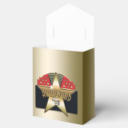 Gold Hollywood Retro Star Party Bow Favor Box Geschenkschachtel (Geöffnet)
