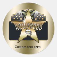 Gold Hollywood Retro Typografy Star Party Sticker