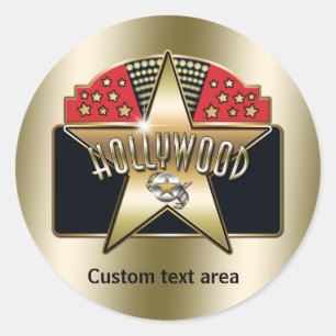 Gold Hollywood Retro Typografy Star Party Sticker