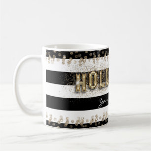 Gold Hollywood Schwarz-Weiß gestreifter Kaffeebech Kaffeetasse