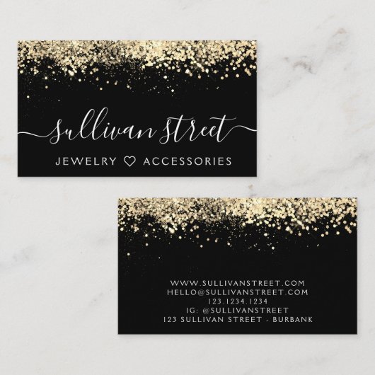 Gold Holographic Glitzer Jewelier Boutique Visitenkarte (Vorne/Hinten)