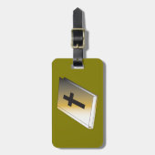 Gold Holy Bible with Black Cross Religious Gepäckanhänger (Vorderseite vertikal)