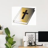Gold Holy Bible with Black Cross Religious Poster (Heimbüro)