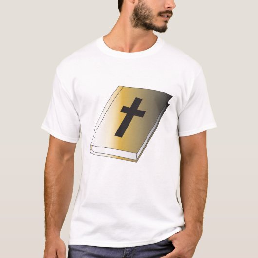 Gold Holy Bible with Black Cross Religious T-Shirt (Vorderseite)