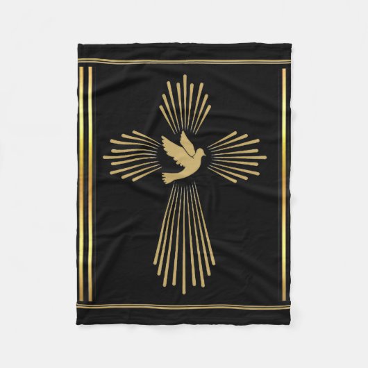 "Gold Holy Spirit Cross" Fleecedecke (Vorderseite)