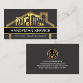 Gold Home Building Frame With Handyman Tools Visitenkarte (Vorne/Hinten)