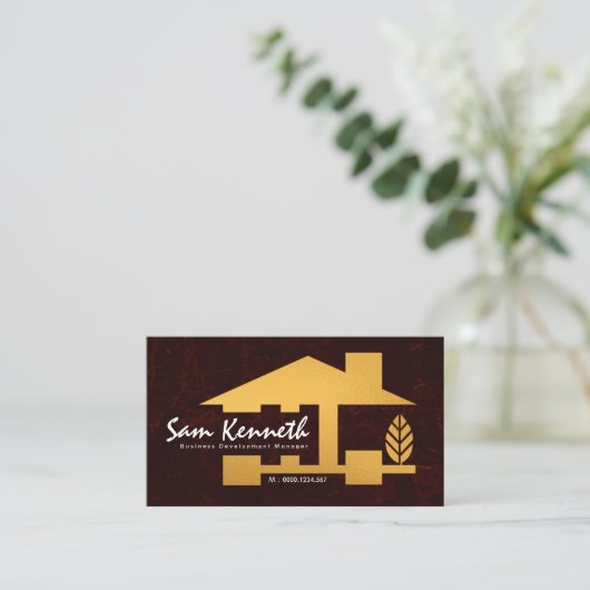 Gold Home Development Manager Building Contractor Visitenkarte (Stehend Vorderseite)