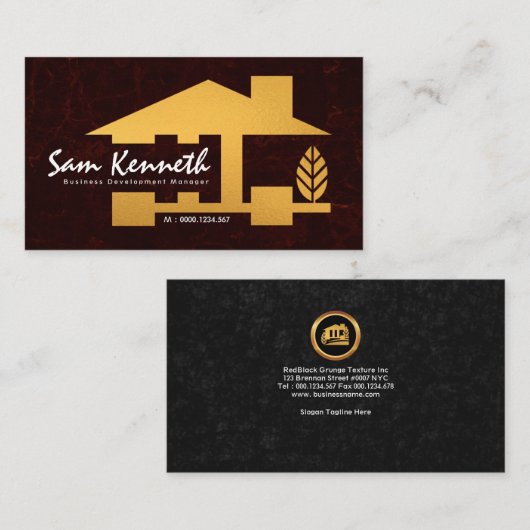 Gold Home Development Manager Building Contractor Visitenkarte (Vorne/Hinten)