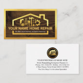 Gold Home Handyman Tools Frame On Wood Visitenkarte (Vorne/Hinten)