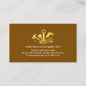 Gold Home Handyman Tools On Brown Layer Visitenkarte (Rückseite)